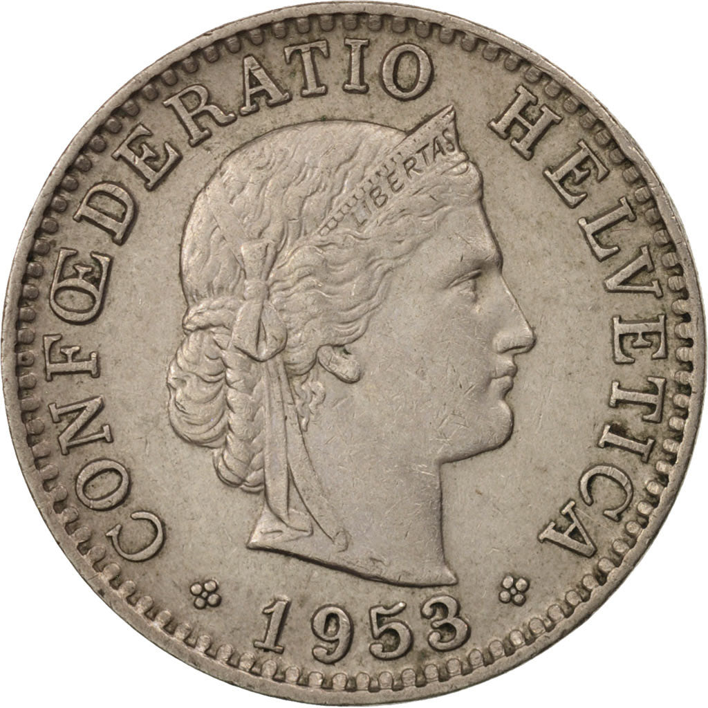 Moneta, Svizzera, 20 Rappen, 1953, Bern, SPL-, Rame-nichel, KM:29a
