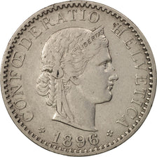 Switzerland, 20 Rappen, 1896, Bern, EF(40-45), Nickel, KM:29