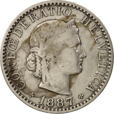 Coin, Switzerland, 20 Rappen, 1887, Bern, VF(20-25), Nickel, KM:29