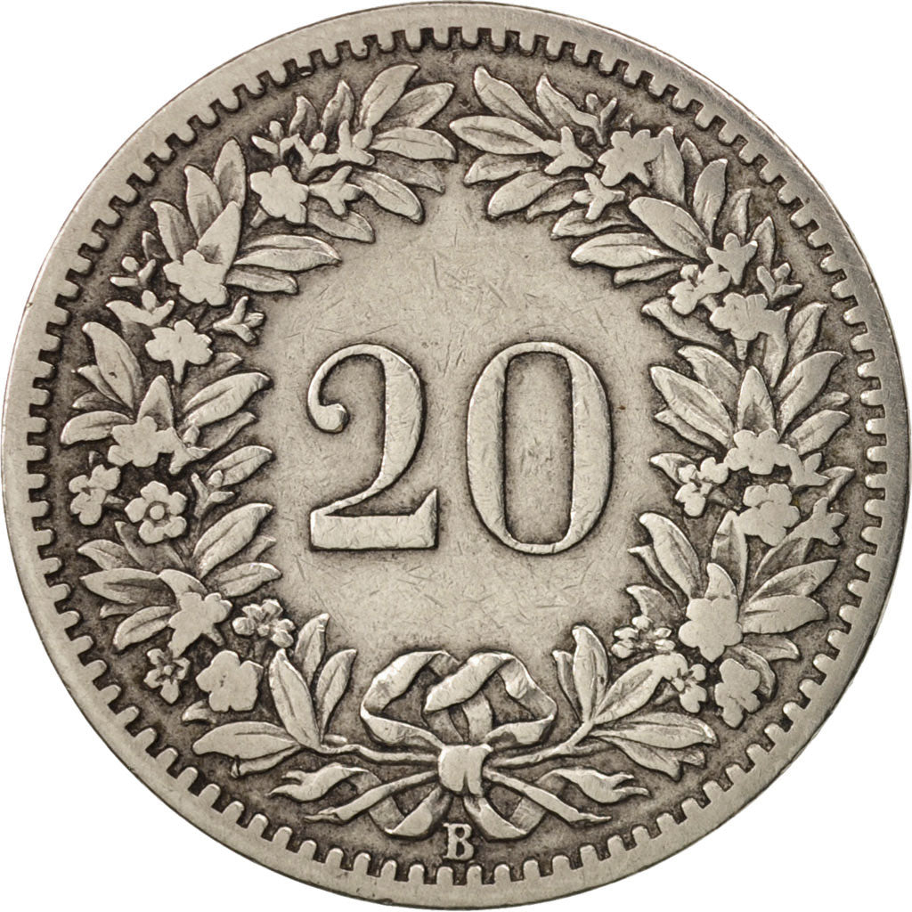 Coin, Switzerland, 20 Rappen, 1887, Bern, VF(20-25), Nickel, KM:29