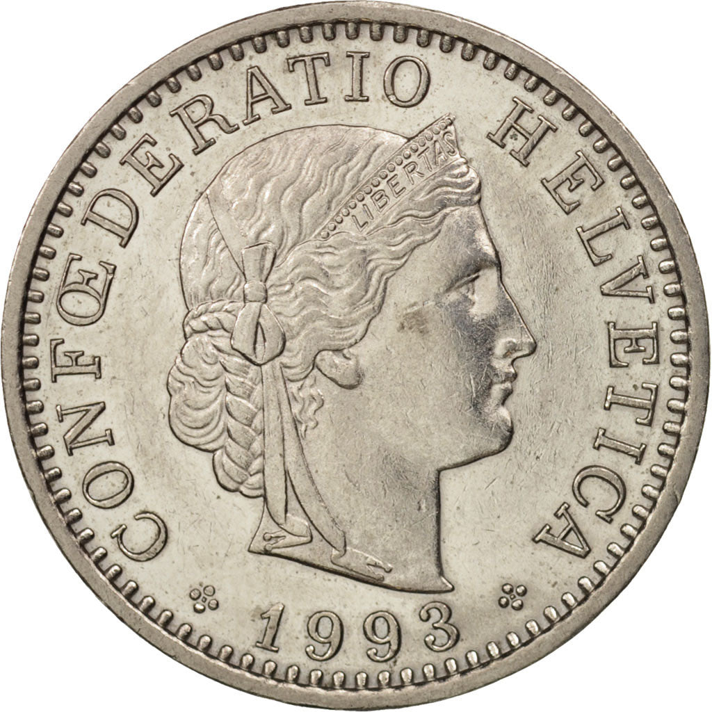 Moneta, Svizzera, 20 Rappen, 1993, Bern, SPL+, Rame-nichel, KM:29a