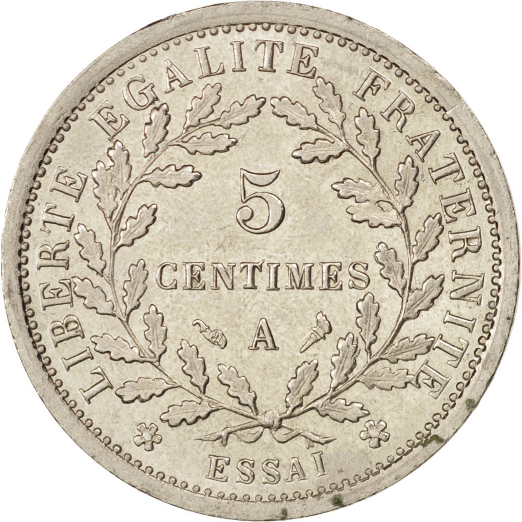 France, 5 Centimes, Merley, 1902, Paris, ESSAI, Maillechort, SPL, Gadoury:12.3