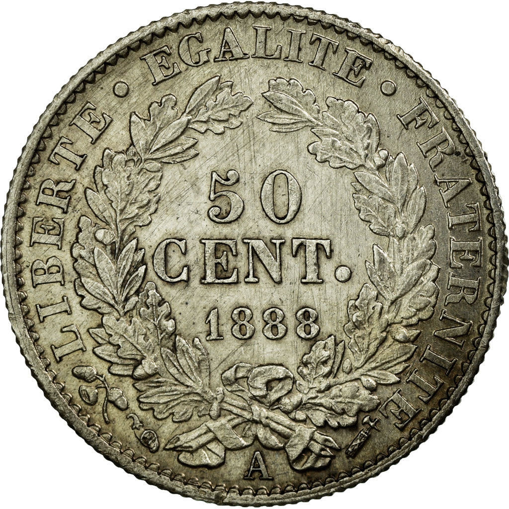 Monnaie, France, Cérès, 50 Centimes, 1888, Paris, SUP+, Argent, KM:834.1