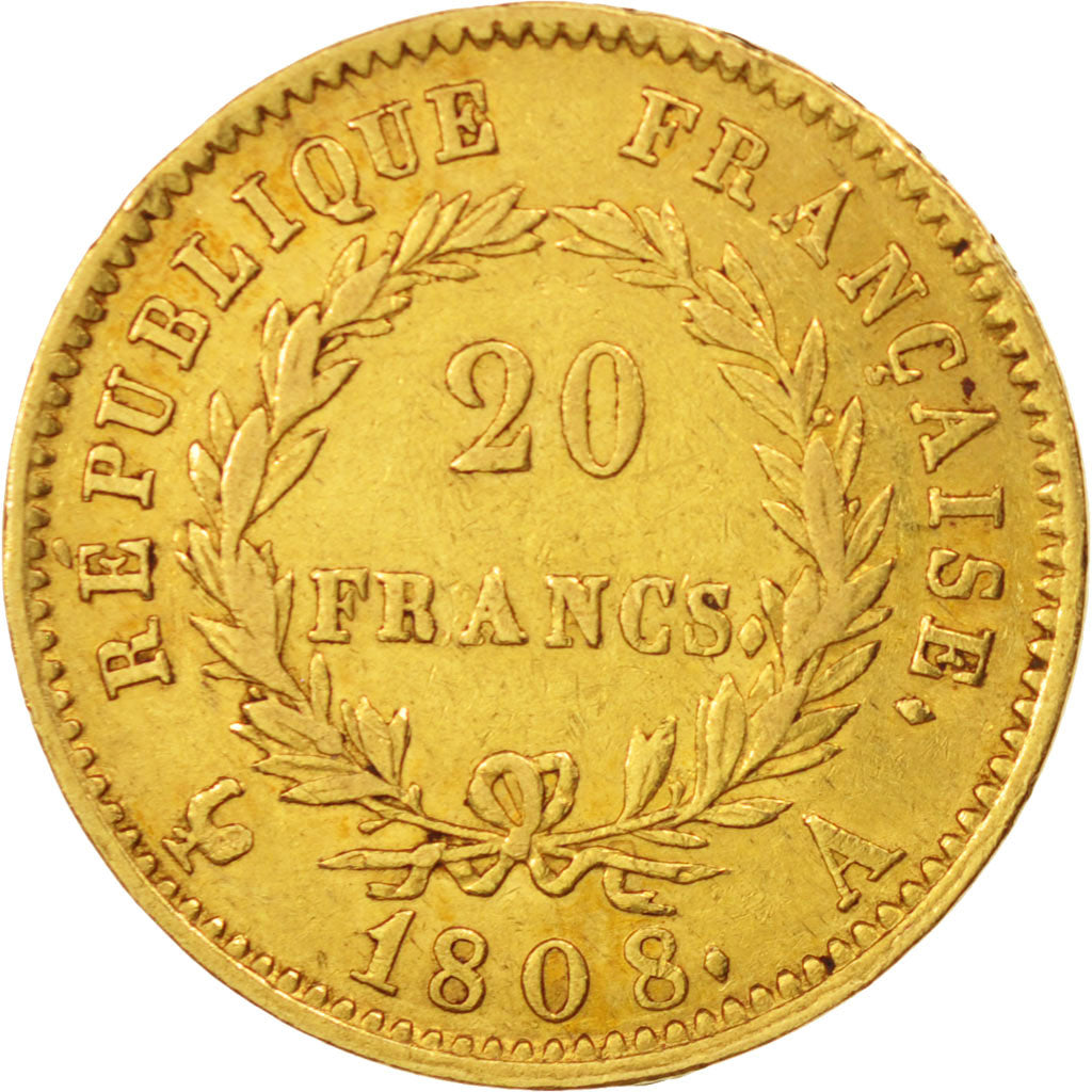 France, Napoléon I, 20 Francs, 1808, Paris, EF(40-45), Gold, KM:687.1