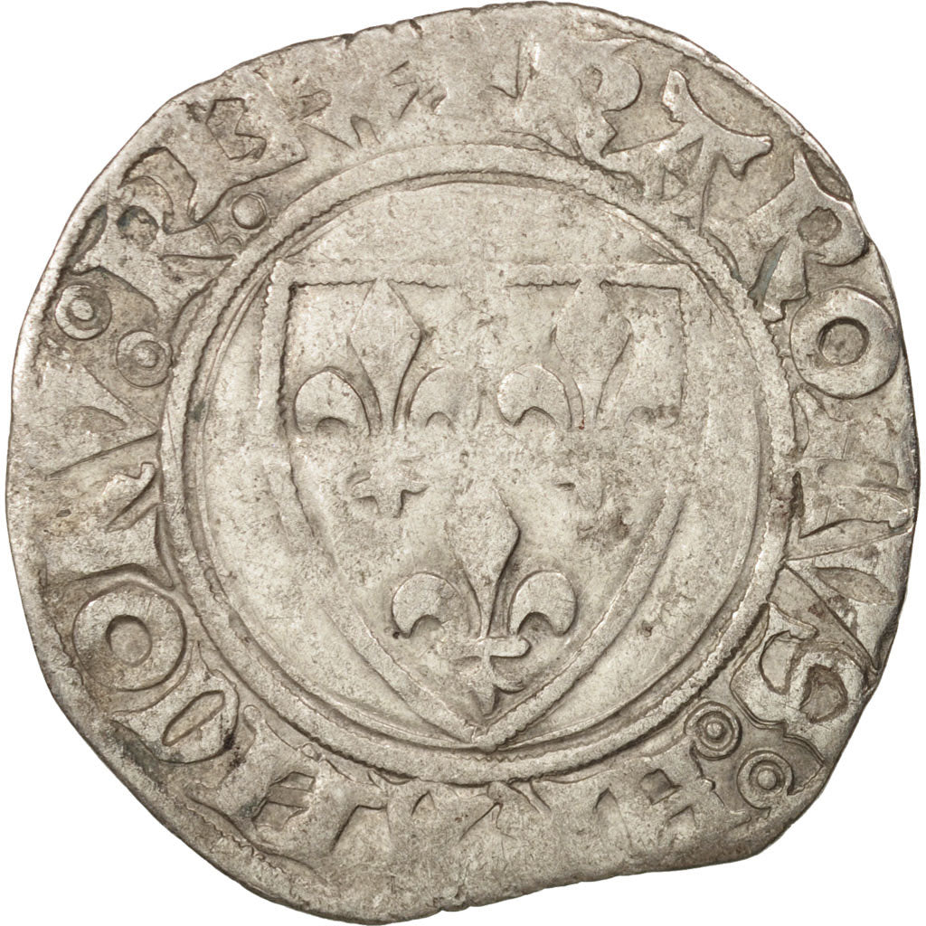 France, Charles VI, Blanc Guénar, Saint-Quentin, TB, Billon, Duplessy:377A