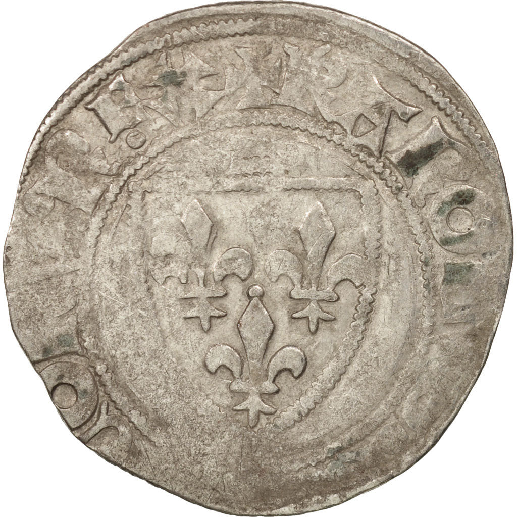 France, Charles VI, Blanc Guénar, Saint-Quentin, VF(20-25), Duplessy:377A