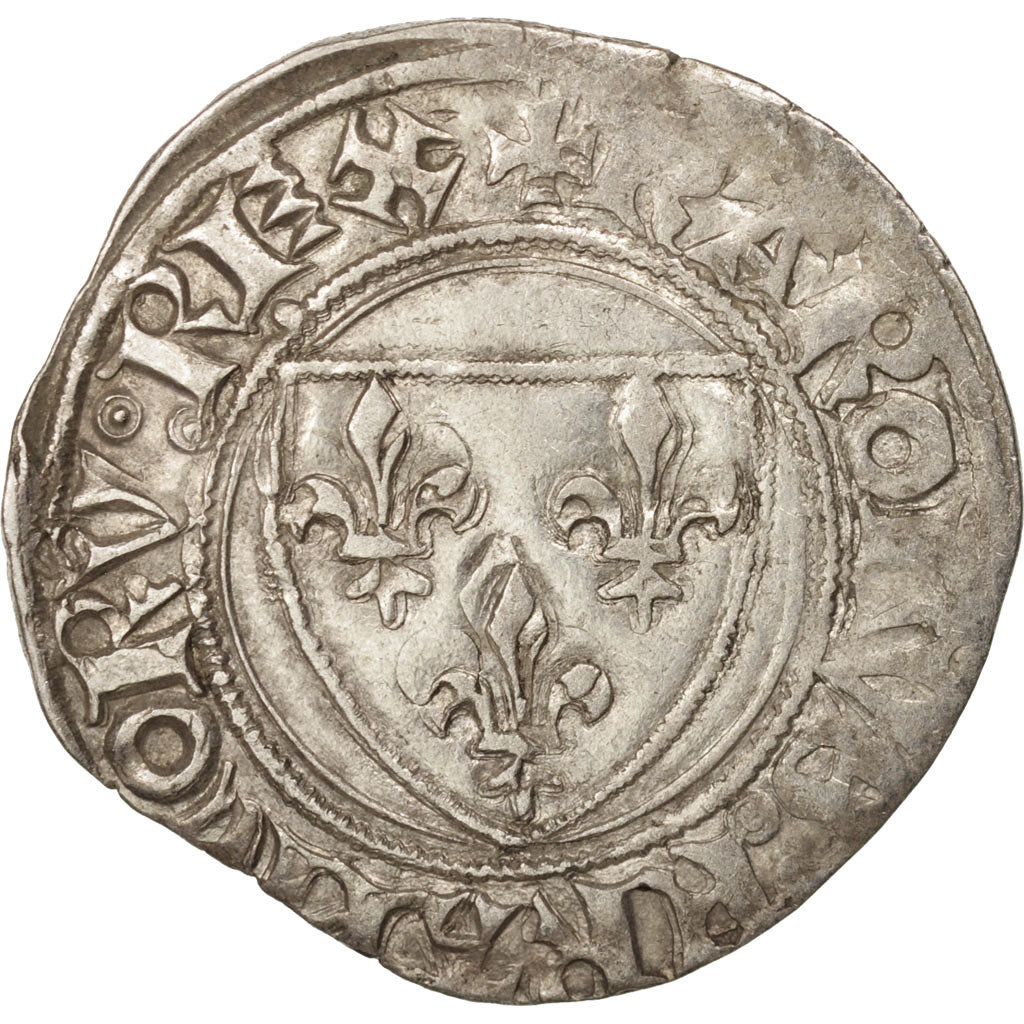 France, Charles VI, Blanc Guénar, Saint-Quentin, AU(50-53), Duplessy:377A