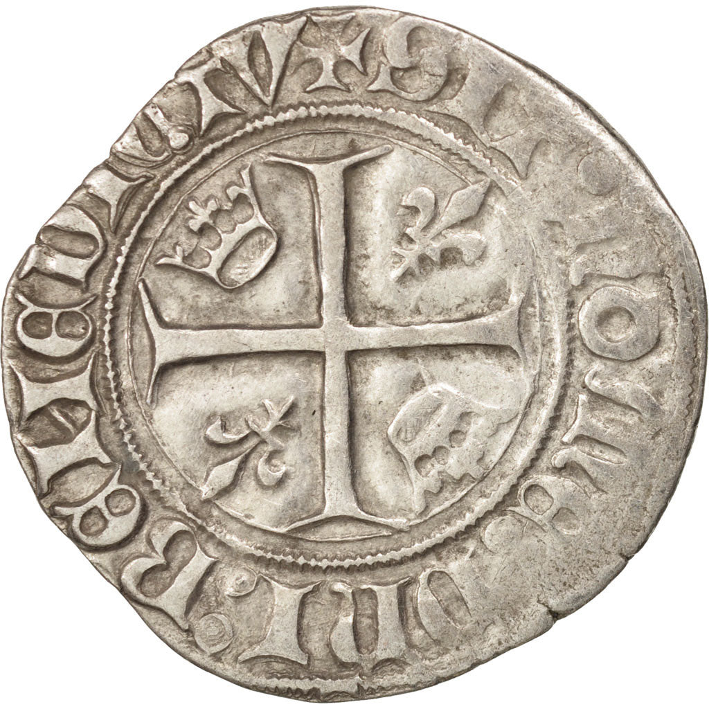 France, Charles VI, Blanc Guénar, Saint-Quentin, AU(50-53), Duplessy:377A
