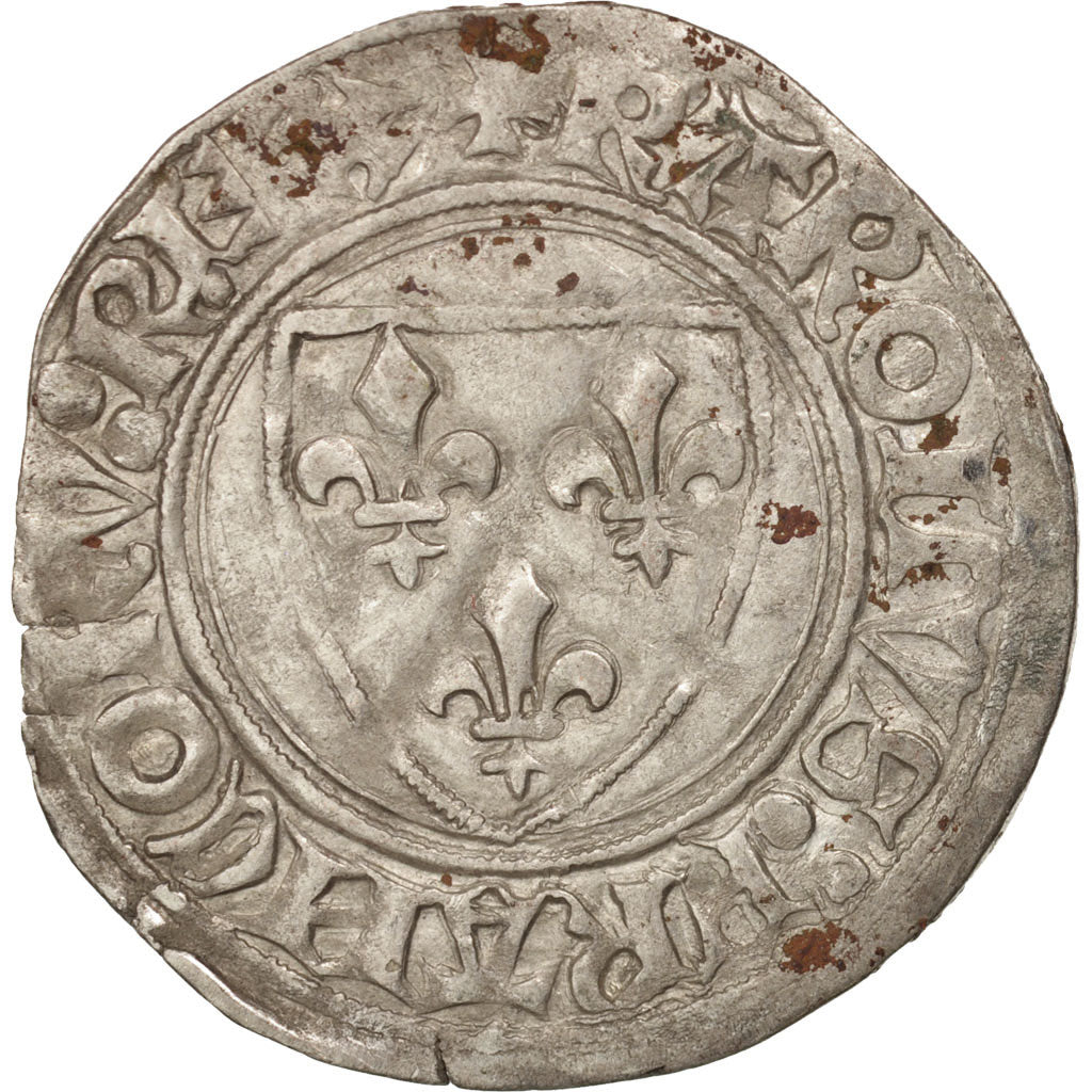 France, Charles VI, Blanc Guénar, Saint-Quentin, EF(40-45), Duplessy:377A