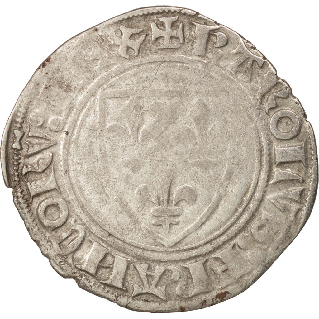 France, Charles VI, Blanc Guénar, Tournai, VF(20-25), Duplessy:377A