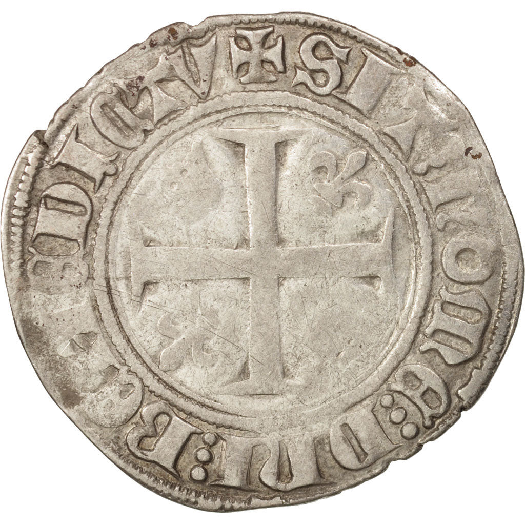 France, Charles VI, Blanc Guénar, Tournai, VF(20-25), Duplessy:377A