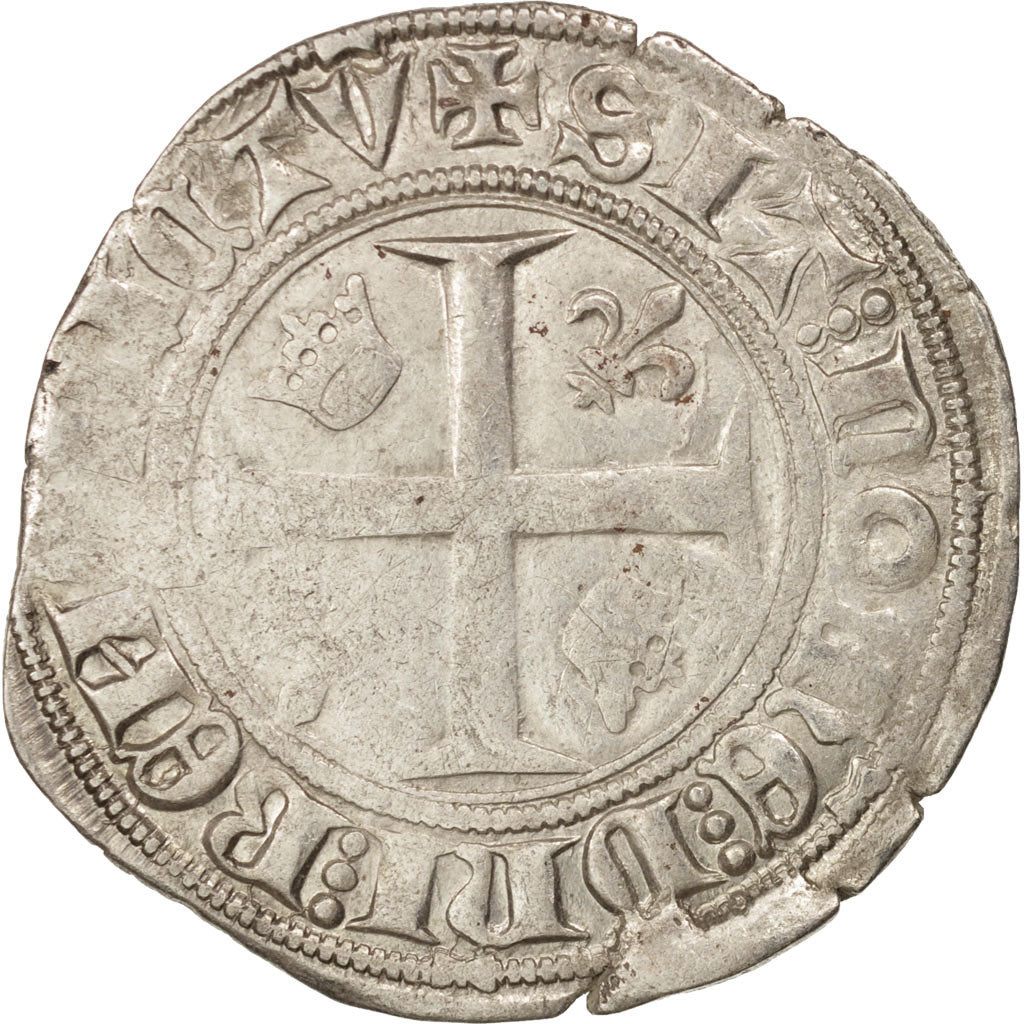 France, Charles VI, Blanc Guénar, Tournai, VF(30-35), Duplessy:377A