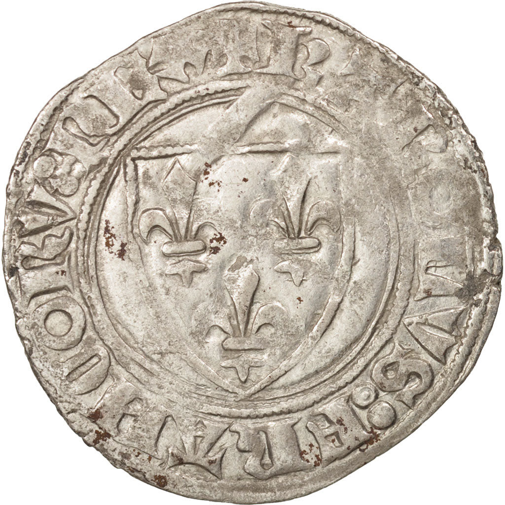France, Charles VI, Blanc Guénar, Tournai, EF(40-45), Duplessy:377A