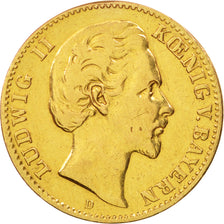 German States, BAVARIA, Ludwig II, 10 Mark, 1880, Munich, EF(40-45), KM:898