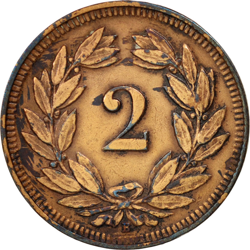 Coin, Switzerland, 2 Rappen, 1914, Bern, AU(50-53), Bronze, KM:4.2