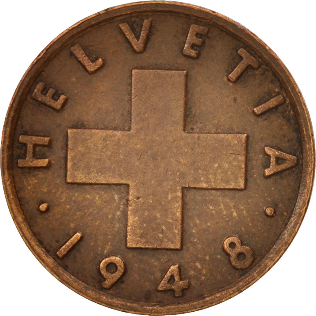 Moneta, Szwajcaria, Rappen, 1948, Bern, EF(40-45), Bronze, KM:46