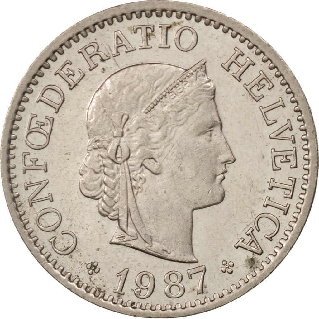 Switzerland, 10 Rappen, 1987, Bern, MS(63), Copper-nickel, KM:27