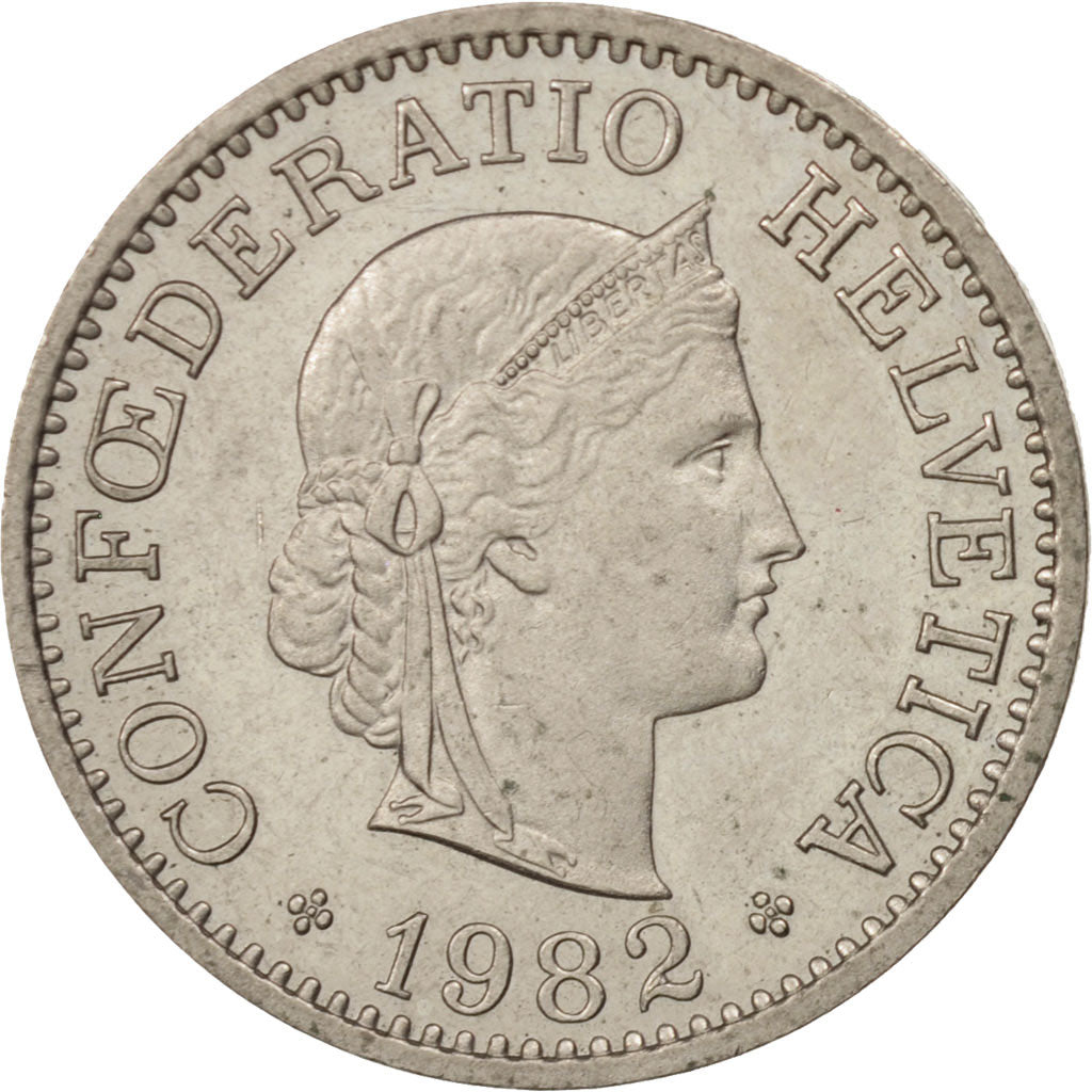 Münze, Schweiz, 10 Rappen, 1982, Bern, UNZ, Copper-nickel, KM:27