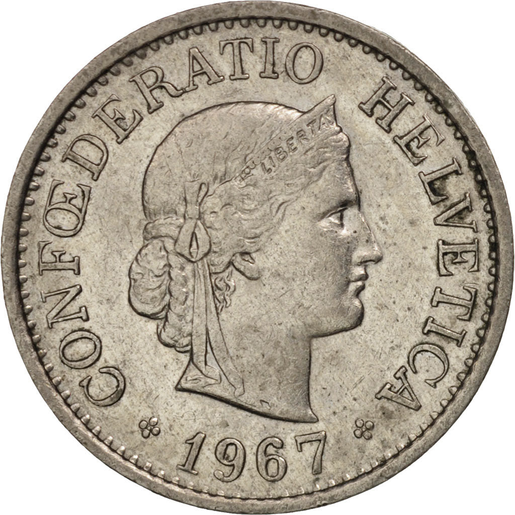 Coin, Switzerland, 10 Rappen, 1967, Bern, AU(55-58), Copper-nickel, KM:27