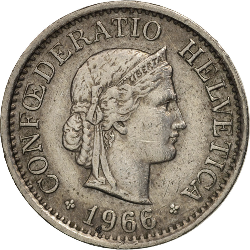 Münze, Schweiz, 10 Rappen, 1966, Bern, SS+, Copper-nickel, KM:27