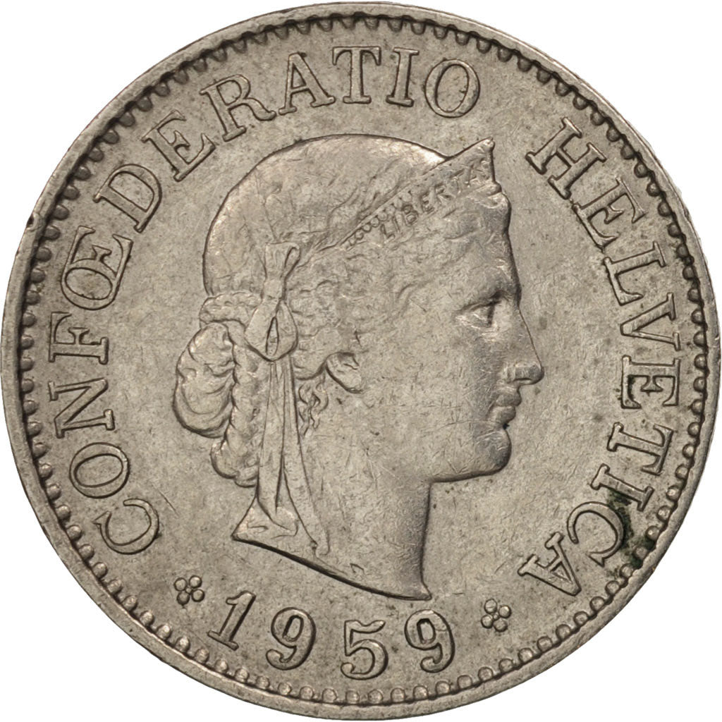 Coin, Switzerland, 10 Rappen, 1959, Bern, AU(50-53), Copper-nickel, KM:27