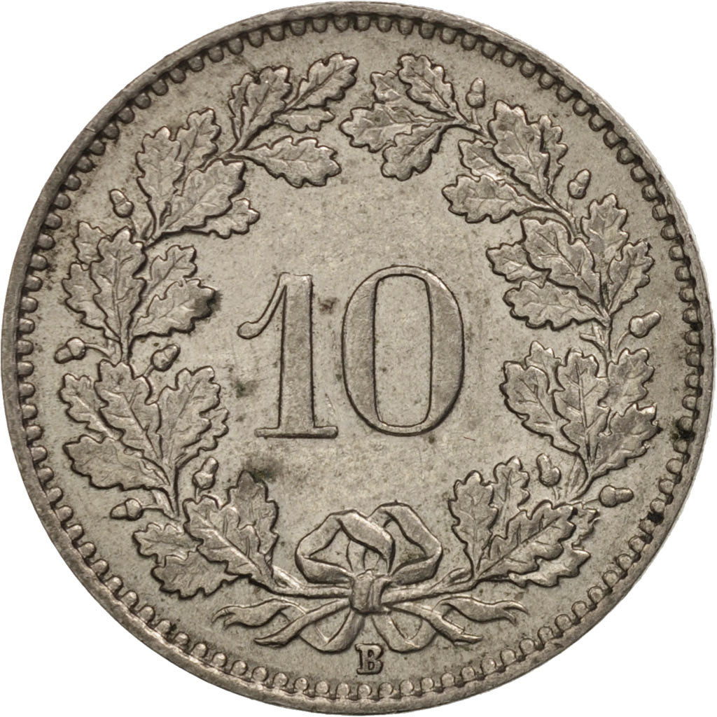 Moneta, Szwajcaria, 10 Rappen, 1958, Bern, AU(50-53), Miedź-Nikiel, KM:27