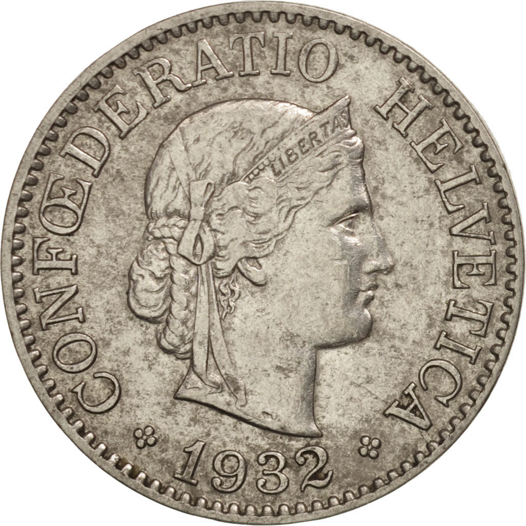 Moneta, Szwajcaria, 10 Rappen, 1932, Bern, EF(40-45), Nikiel, KM:27b