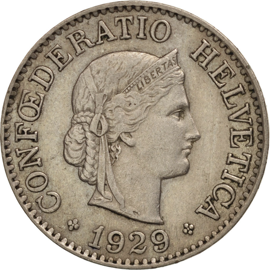 Coin, Switzerland, 10 Rappen, 1929, Bern, EF(40-45), Nickel, KM:27b