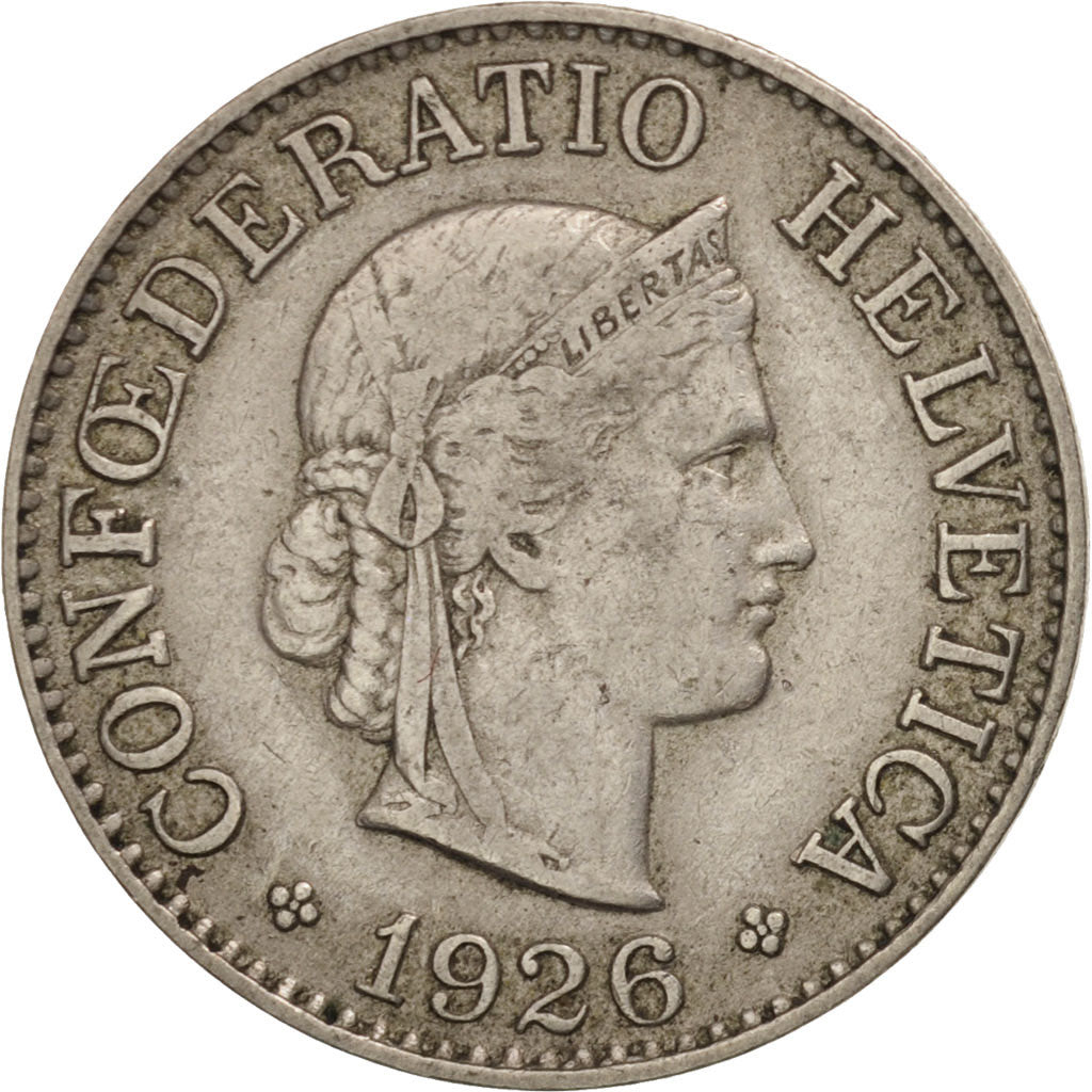 Moneta, Szwajcaria, 10 Rappen, 1926, Bern, VF(30-35), Miedź-Nikiel, KM:27
