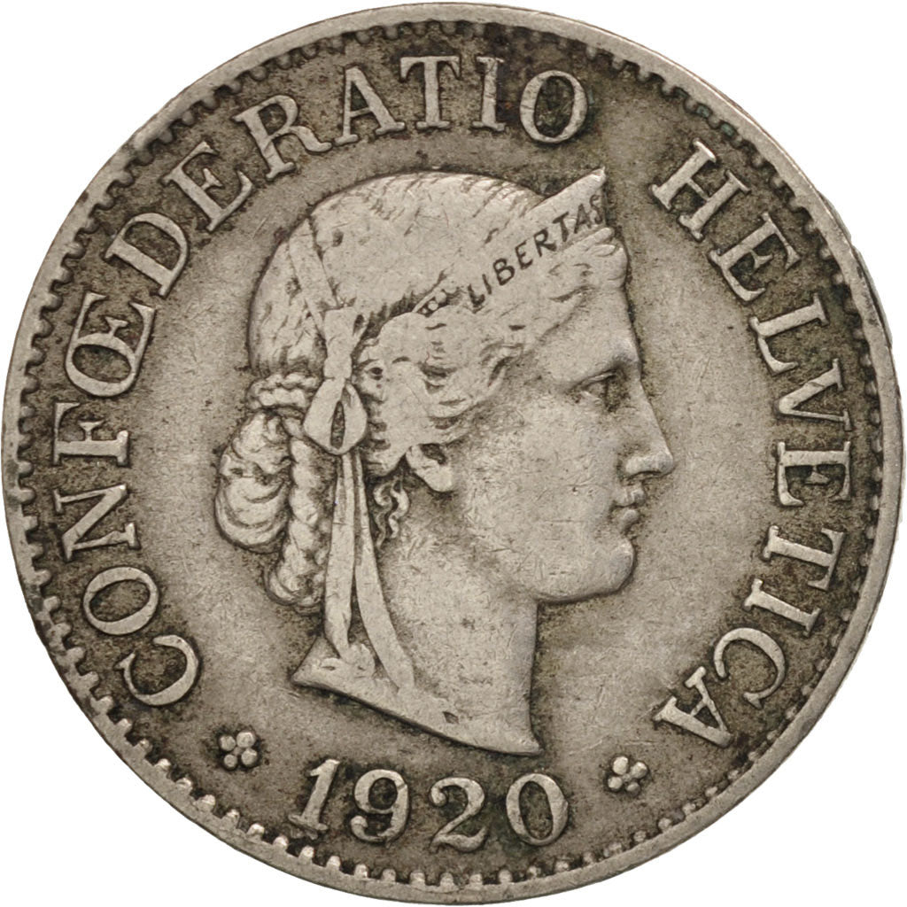 Switzerland, 10 Rappen, 1920, Bern, VF(20-25), Copper-nickel, KM:27