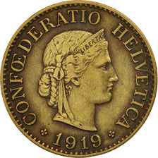 Switzerland, 10 Rappen, 1919, Bern, EF(40-45), Brass, KM:27A