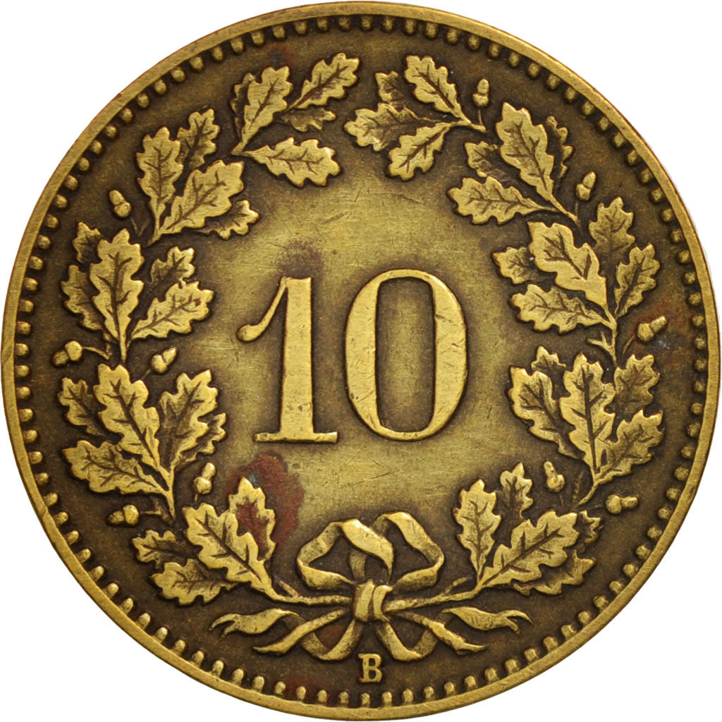 Switzerland, 10 Rappen, 1919, Bern, EF(40-45), Brass, KM:27A