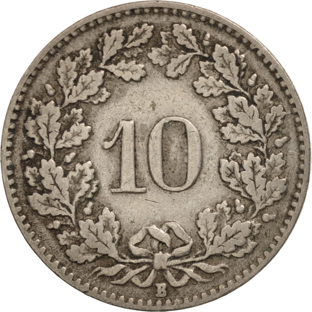 Switzerland, 10 Rappen, 1914, Bern, VF(20-25), Copper-nickel, KM:27