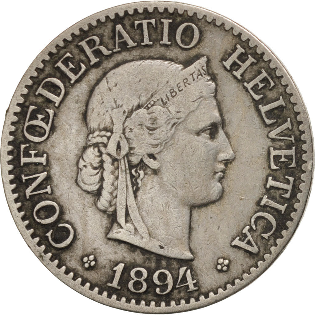 Switzerland, 10 Rappen, 1894, Bern, VF(30-35), Copper-nickel, KM:27