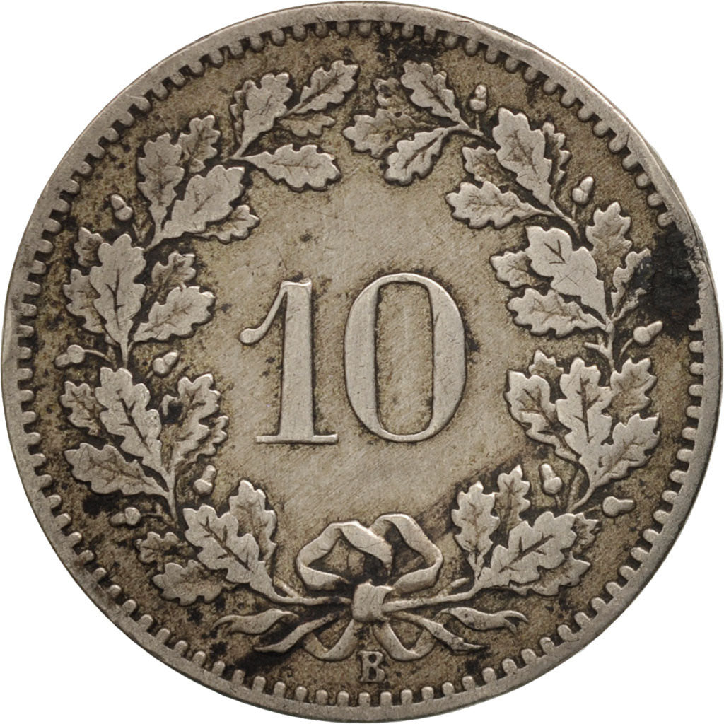 Moneta, Szwajcaria, 10 Rappen, 1885, Bern, VF(20-25), Miedź-Nikiel, KM:27
