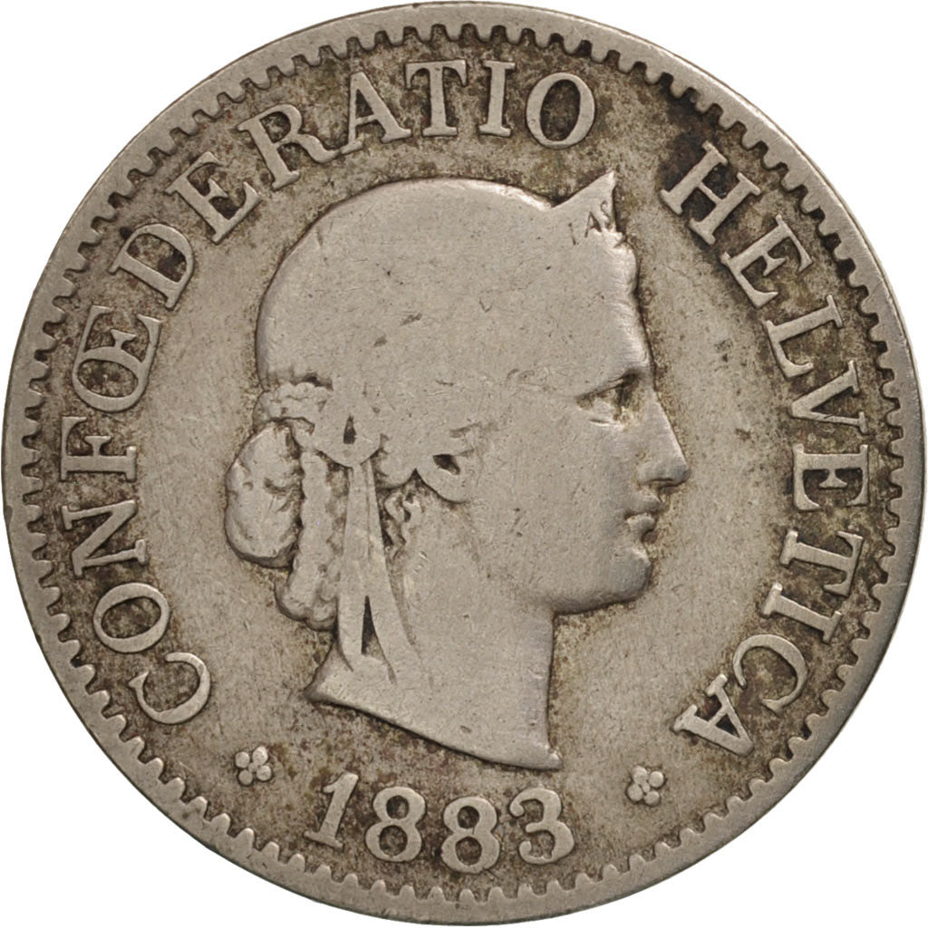 Switzerland, 10 Rappen, 1883, Bern, F(12-15), Copper-nickel, KM:27