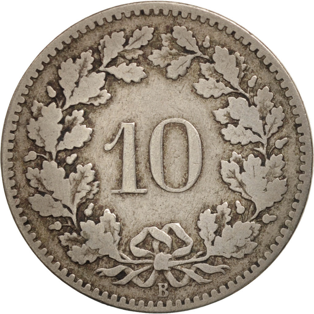 Switzerland, 10 Rappen, 1883, Bern, F(12-15), Copper-nickel, KM:27