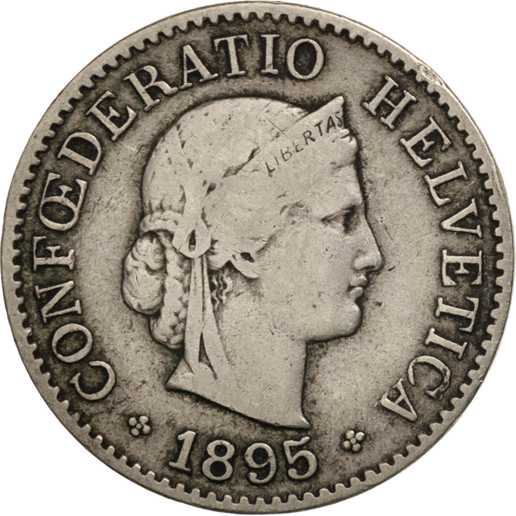 Switzerland, 5 Rappen, 1895, Bern, VF(20-25), Copper-nickel, KM:26