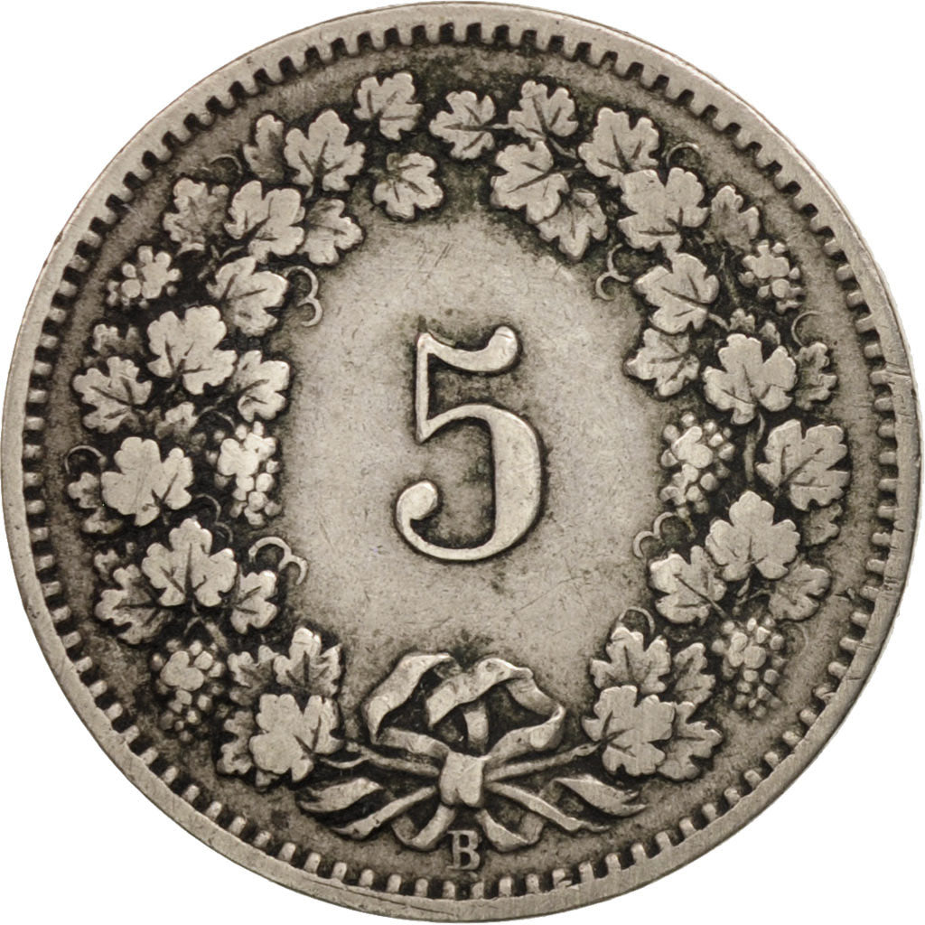 Switzerland, 5 Rappen, 1895, Bern, VF(20-25), Copper-nickel, KM:26