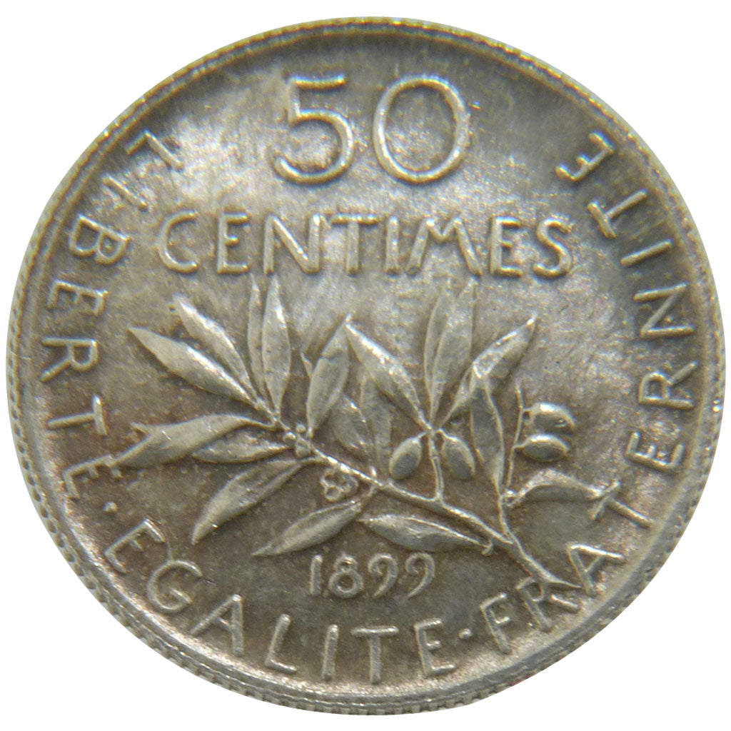 FRANCE, Semeuse, 50 Centimes, 1899, MS(60-62), Silver, 18.1, Gadoury #420, 2.50