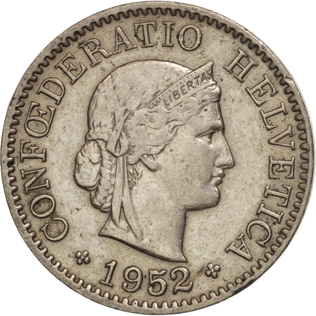 Moneta, Szwajcaria, 5 Rappen, 1952, Bern, AU(50-53), Miedź-Nikiel, KM:26