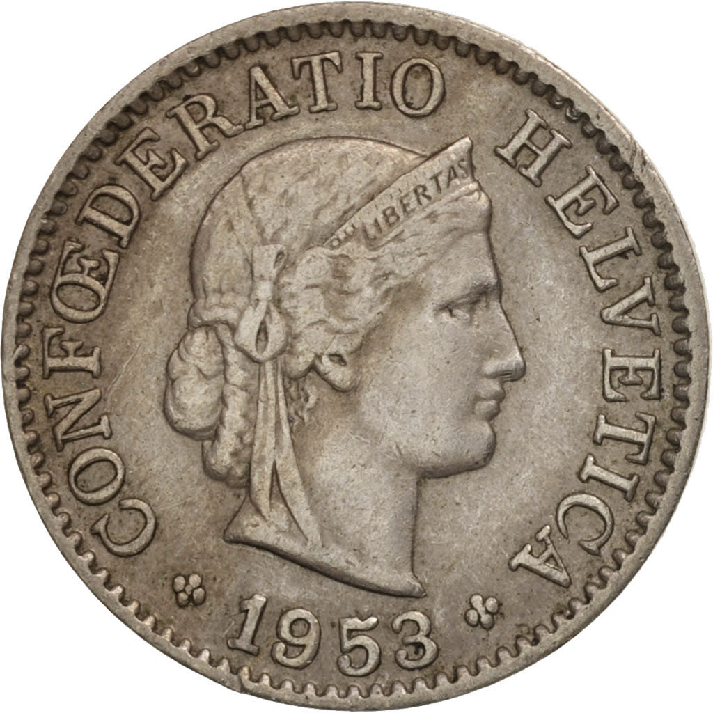 Coin, Switzerland, 5 Rappen, 1953, Bern, EF(40-45), Copper-nickel, KM:26