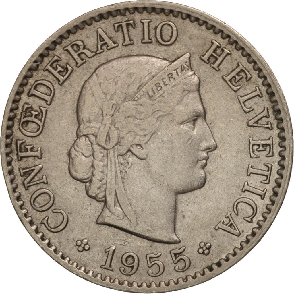 Münze, Schweiz, 5 Rappen, 1955, Bern, SS, Copper-nickel, KM:26