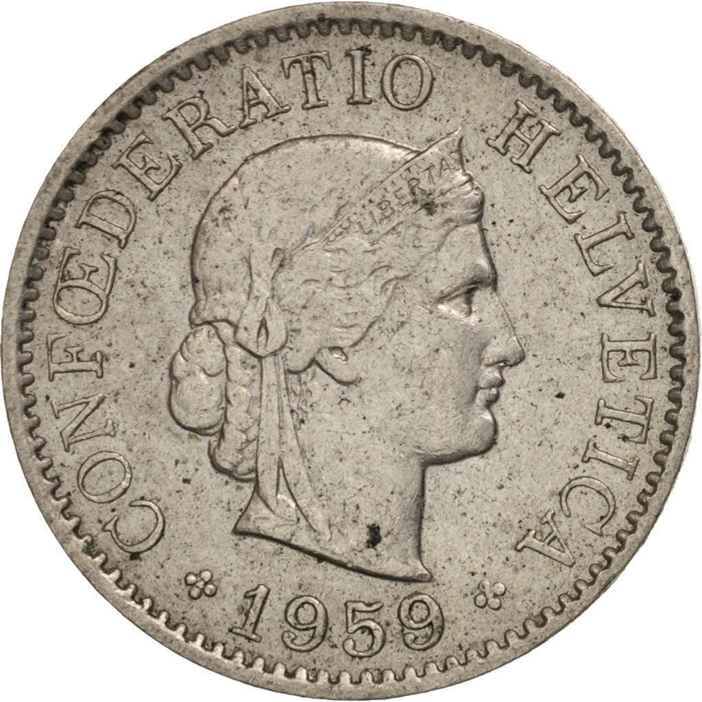 Moneta, Szwajcaria, 5 Rappen, 1959, Bern, EF(40-45), Miedź-Nikiel, KM:26