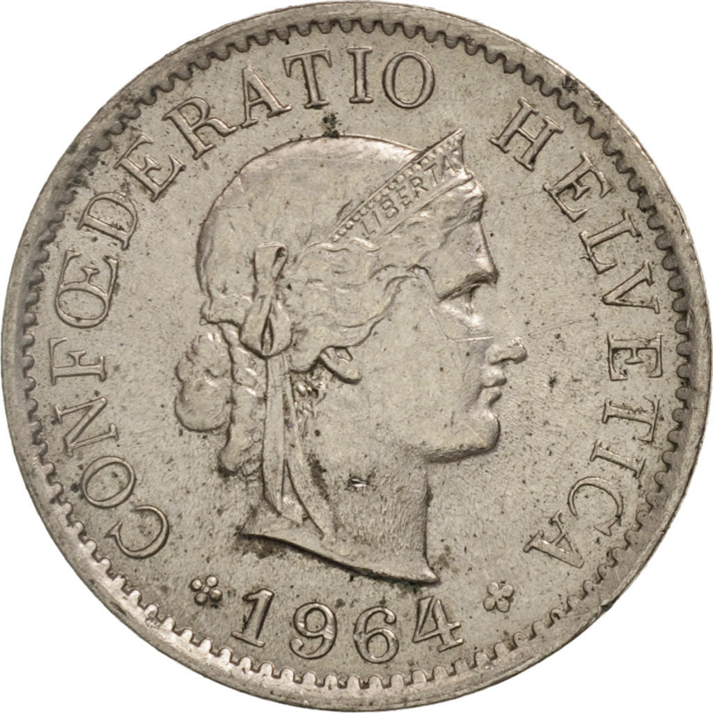 Moneta, Szwajcaria, 5 Rappen, 1964, Bern, AU(50-53), Miedź-Nikiel, KM:26