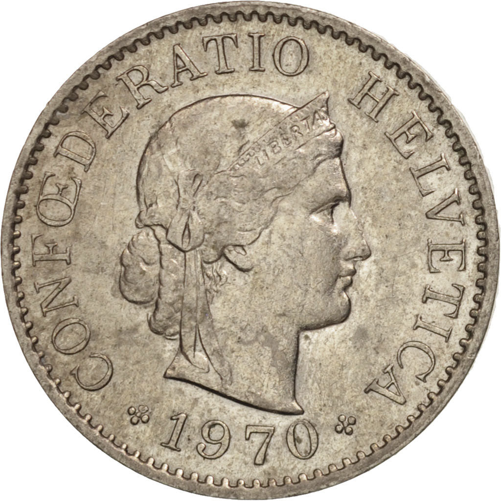 Moneta, Szwajcaria, 5 Rappen, 1970, Bern, AU(55-58), Miedź-Nikiel, KM:26