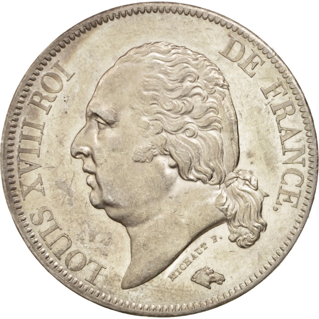 France, Louis XVIII, 5 Francs, 1821, Paris, AU(55-58), Silver, KM:711.1