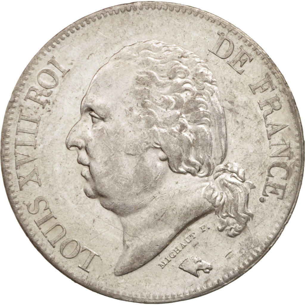Coin, France, Louis XVIII, Louis XVIII, 5 Francs, 1822, Lille, AU(50-53)