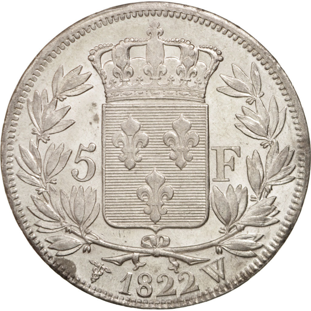 Coin, France, Louis XVIII, Louis XVIII, 5 Francs, 1822, Lille, AU(55-58)