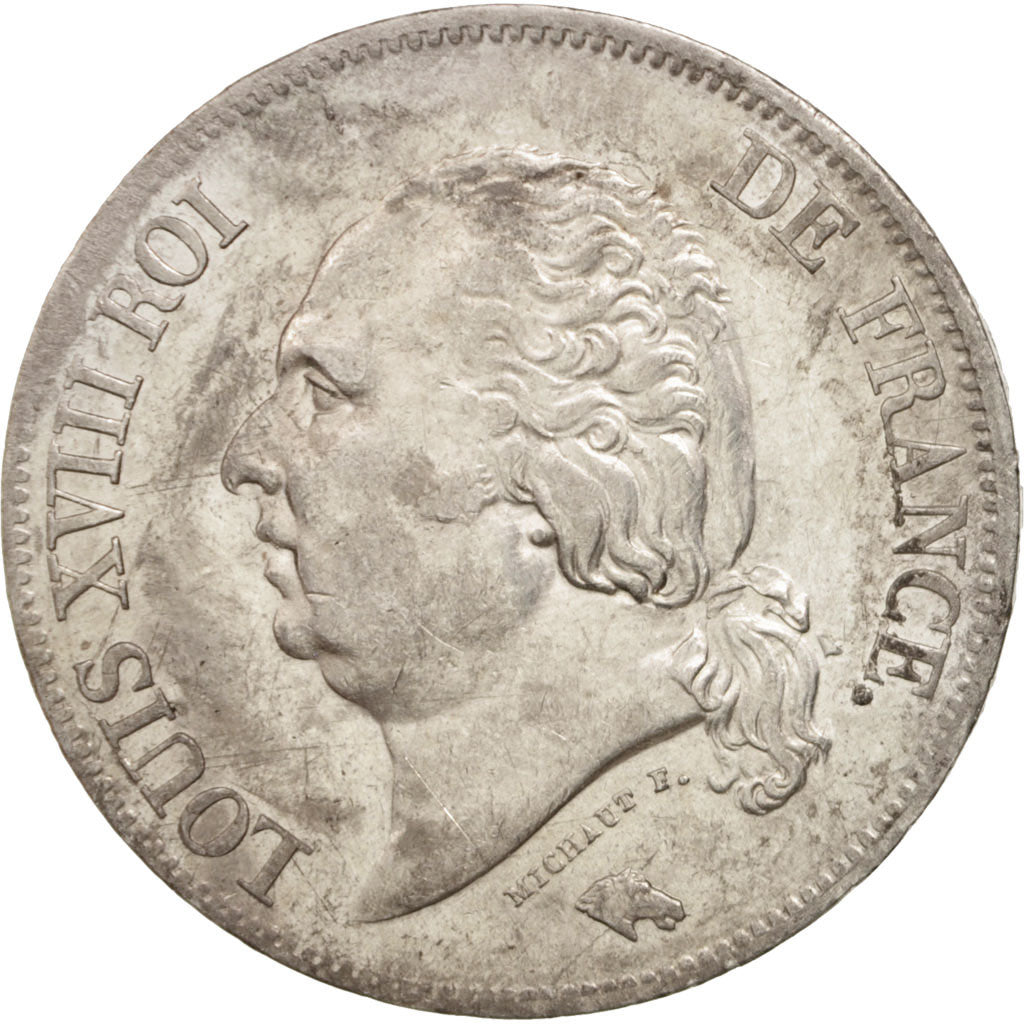 Moneta, Francja, Louis XVIII, Louis XVIII, 5 Francs, 1823, Lille, AU(50-53)